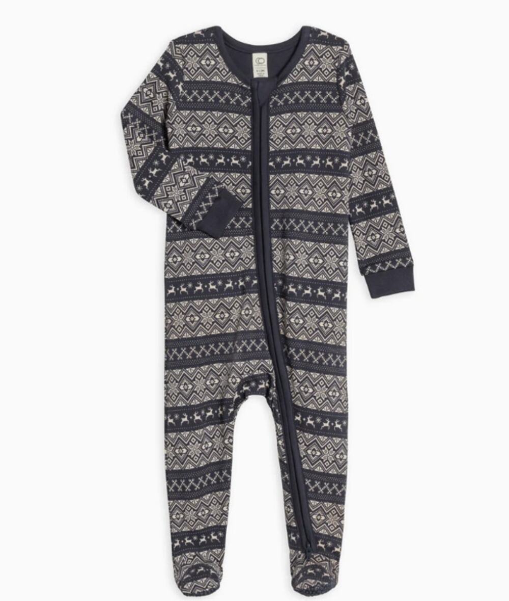 Colored Organics Peyton Zipper Sleeper in Fairisle Navy 6-12 Months